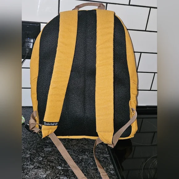 Timberland Wheat Canvas Classic Backpack Bookbag Simple Mustard Yellow - Picture 4 of 7